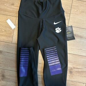 Nike Black Clemson Leggings with Purple Accents